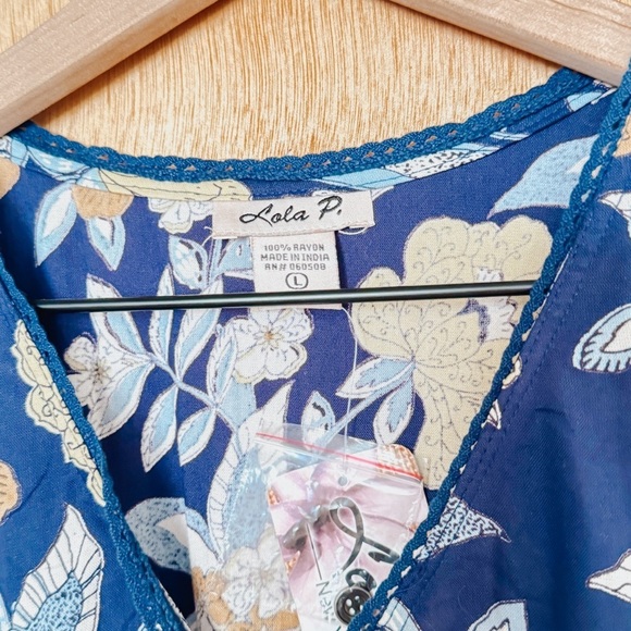 Lola P Floral Boho Sleeveless Maxi Dress in Multi color Blue Womens Size L NWT - Picture 4 of 8